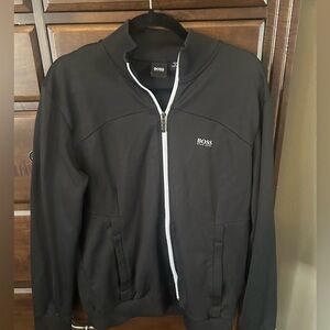 BOSS Black Jacket with White Zipper Trim